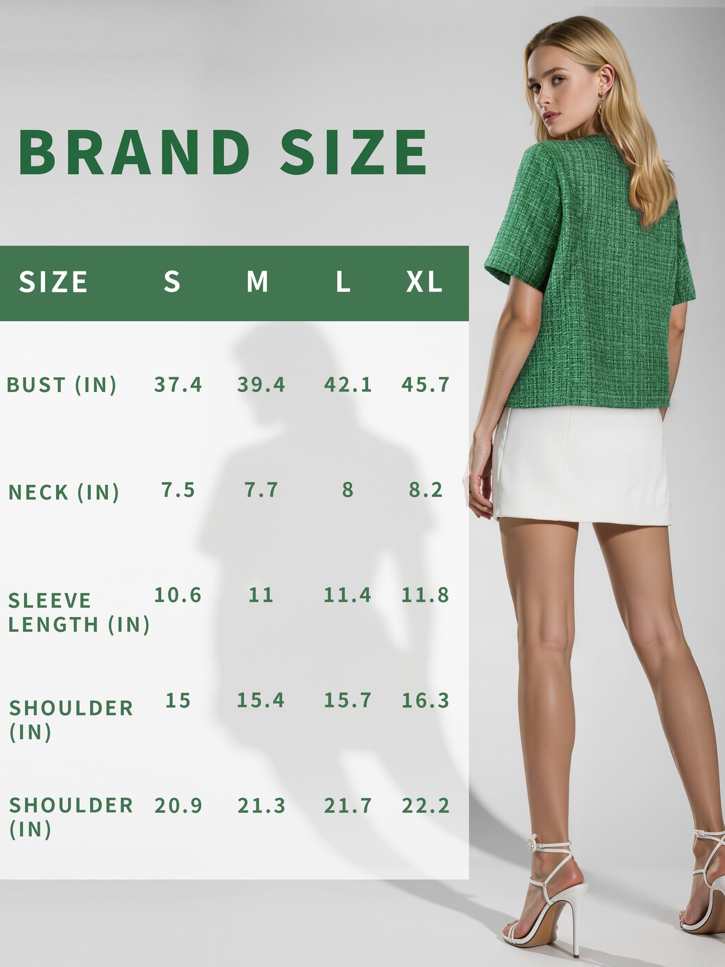 Women’s Green Woven Blazer – Chic Textured Tweed Jacket for Work or Casual Wear