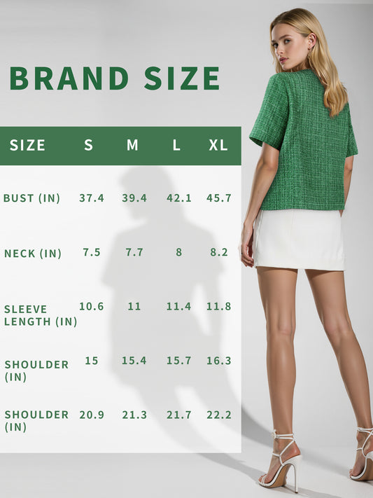 Women’s Green Woven Blazer – Chic Textured Tweed Jacket for Work or Casual Wear